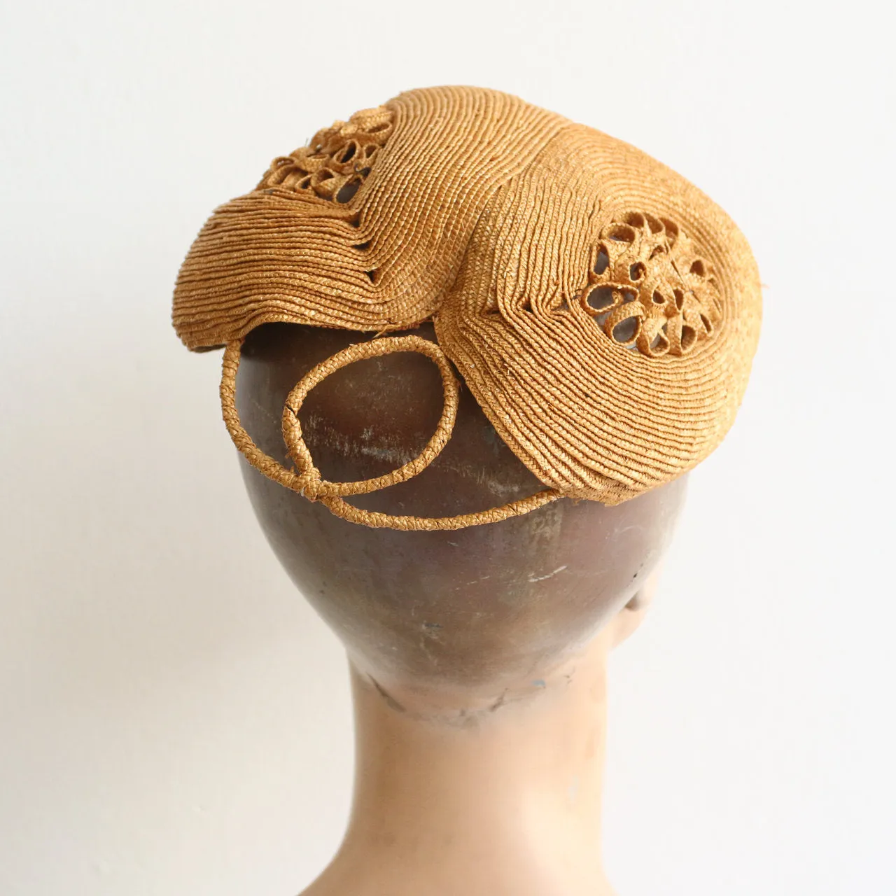"Calot Hat" Vintage 1940's Woven Straw Calot Hat