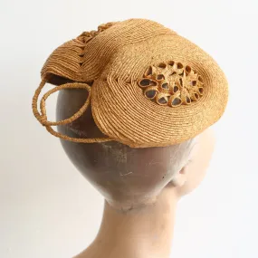 "Calot Hat" Vintage 1940's Woven Straw Calot Hat