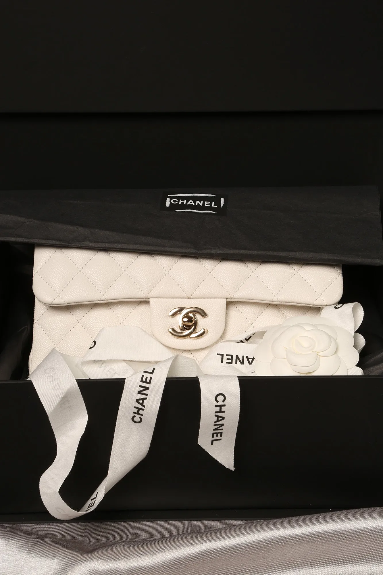 Rare CHANEL Classic Double Flap Caviar Bag Small