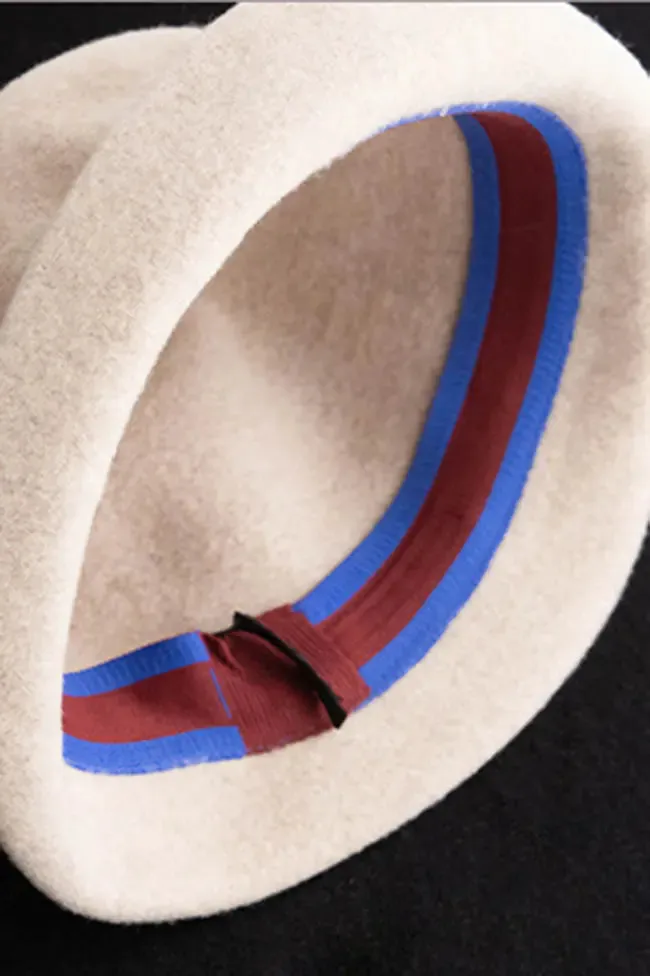 Retro Merino Wool Cloche Hat With Lace Trim