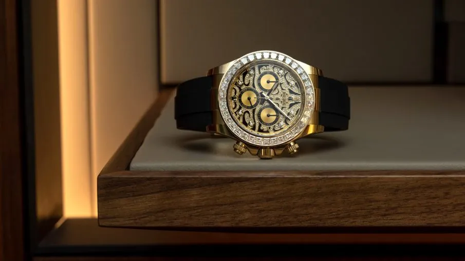 RLX Chronograph Daytona Eye Of The Tiger Chronograph Quartz Chronometer Diamond Men's Watch TIGER-1165