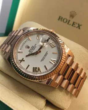 RLX Oyster Perpetual Day-Date White Dial Metal Men's Automatic Watch For Man Gift RLX-OYS-RGW