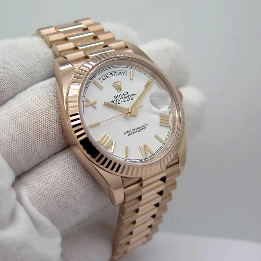 RLX Oyster Perpetual Day-Date White Dial Metal Men's Automatic Watch For Man Gift RLX-OYS-RGW