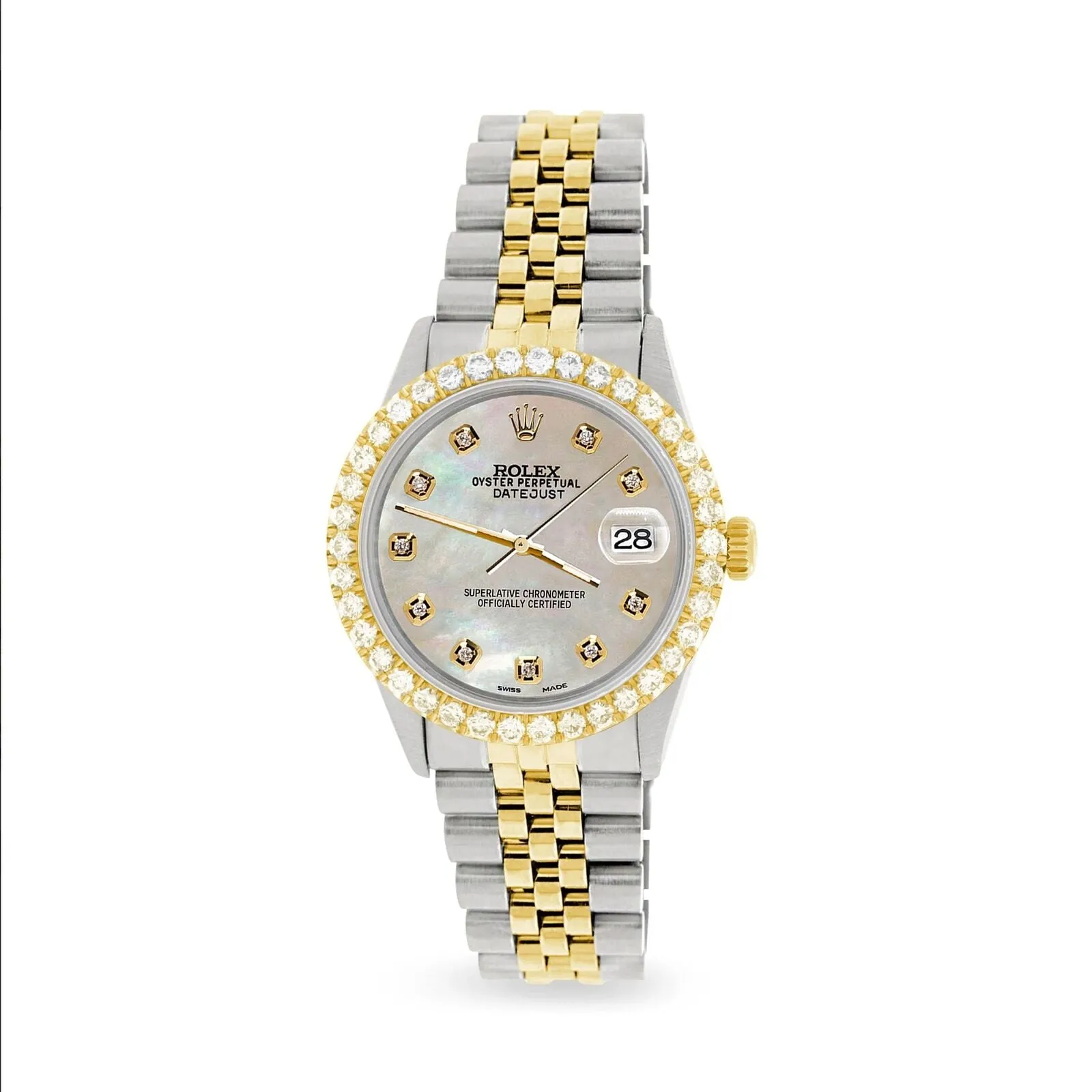 Rolex Datejust 2-Tone Watch 3.05ct Diamond Bezel/Champagne MOP Diamond Dial TFJ-142508559