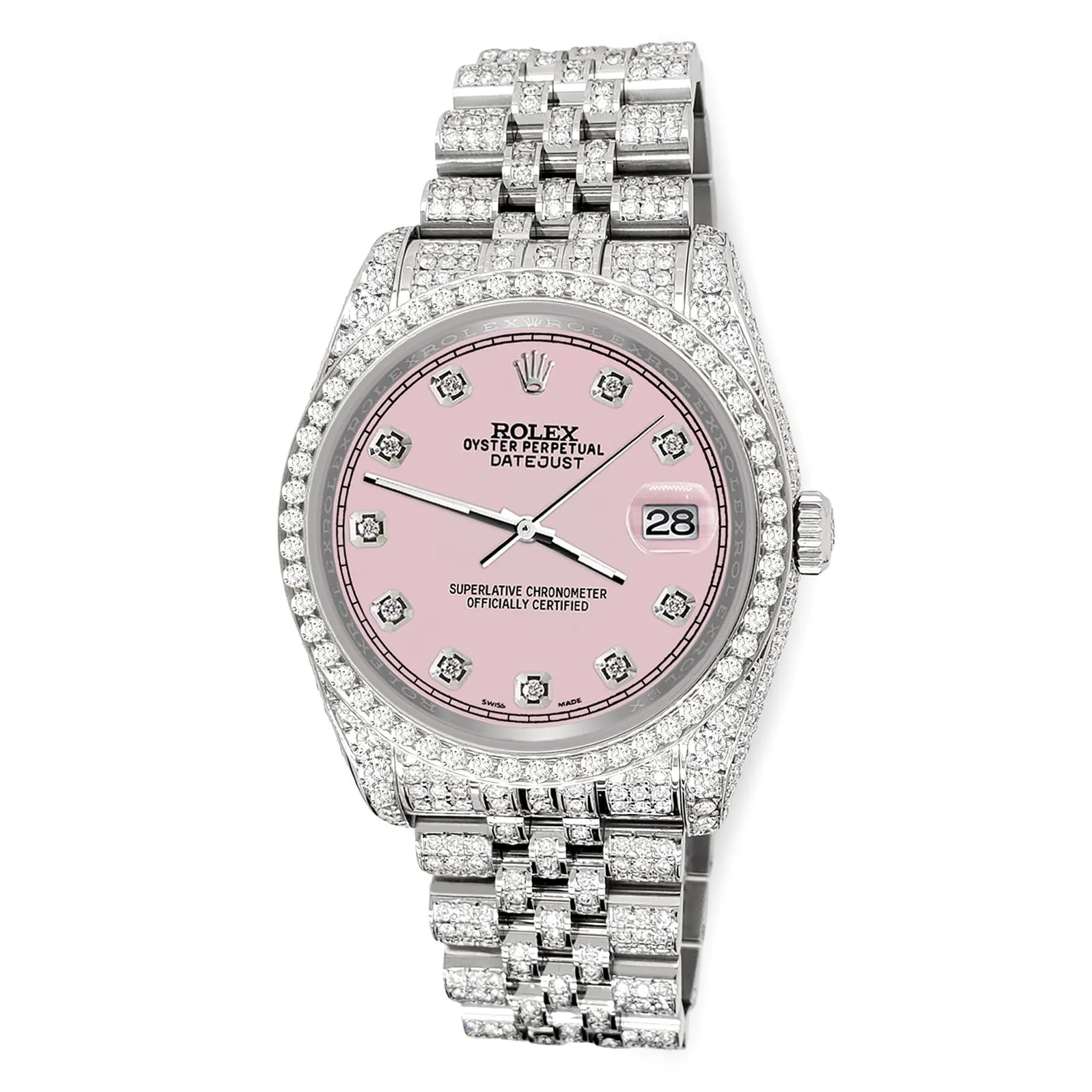 Rolex Datejust 36mm 10.2ct Diamond Orchid Pink Jubilee Watch TFJ-142508374