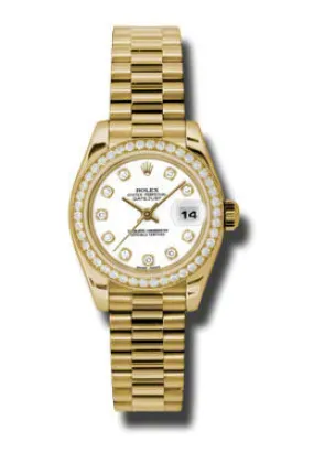 Rolex Lady-Datejust 26 White Dial 18K Yellow Gold President Automatic Ladies Watch 179138WDP