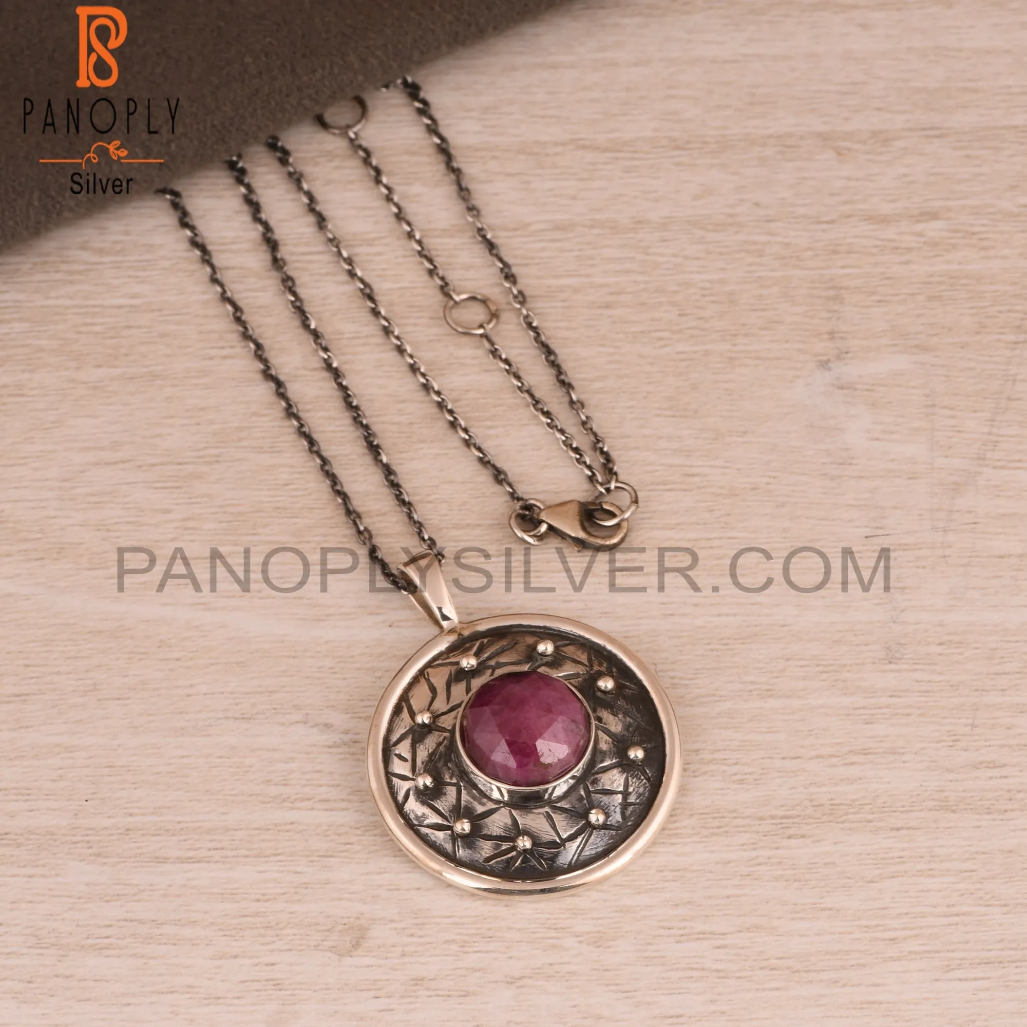 Ruby 925 Sterling Silver Pendant Necklace