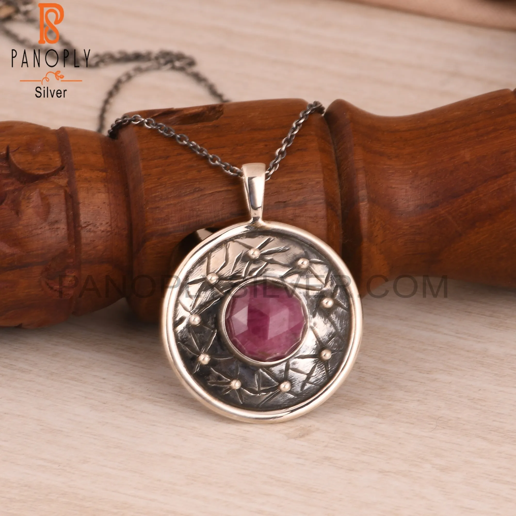Ruby 925 Sterling Silver Pendant Necklace