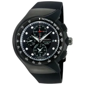 Seiko SNAD63 Men's Black Dial Black Urethane Strap Chronograph Alarm Watch