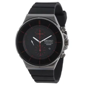 Seiko SNDD61 Men's Black Dial Chronograph Black Rubber Strap Watch