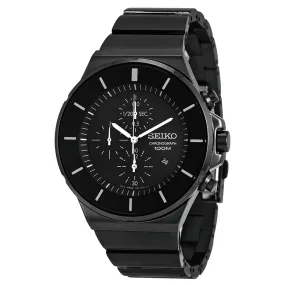 Seiko SNDD83 Men's Matrix Black Dial Black IP Steel Bracelet Chronograph Watch