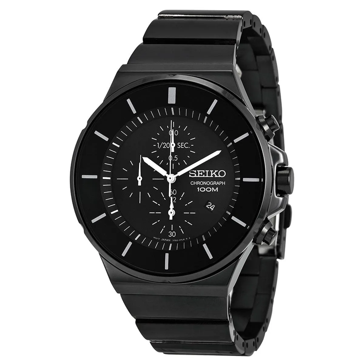 Seiko SNDD83 Men's Matrix Black Dial Black IP Steel Bracelet Chronograph Watch
