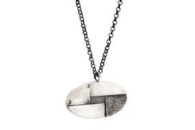 Silver Diamonds Ellipse Necklace