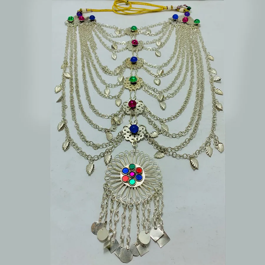 Silver Kuchi Gypsy Layered Bib Necklace