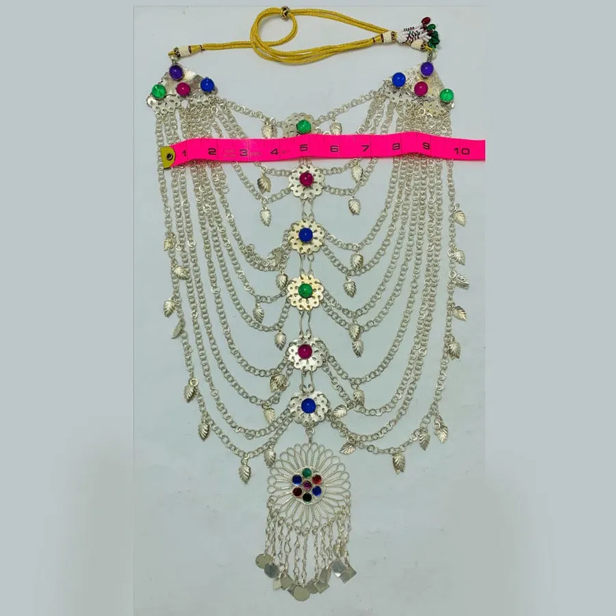 Silver Kuchi Gypsy Layered Bib Necklace