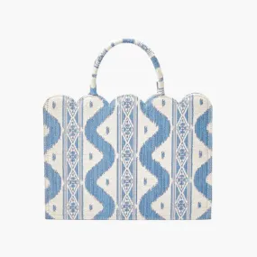 Small Mrs. Alice Tote Bag (Blue Ikat)