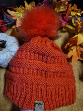 Soft Wool Orange Pom Pom Hat Brand New