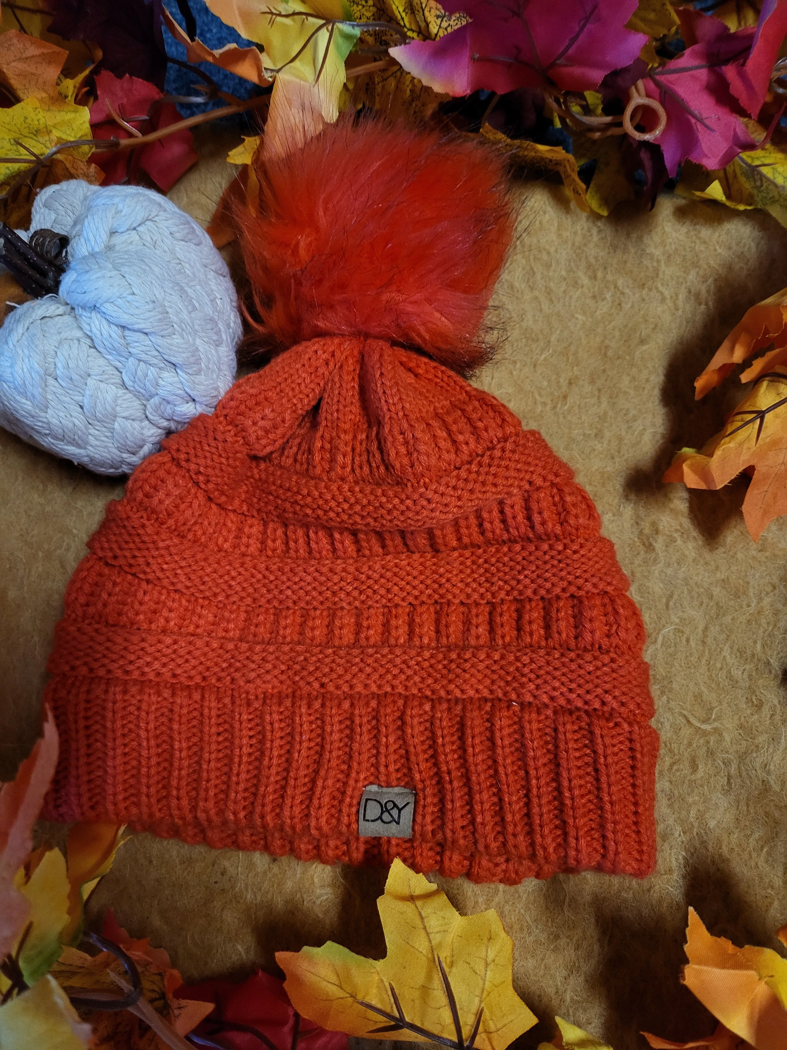 Soft Wool Orange Pom Pom Hat Brand New