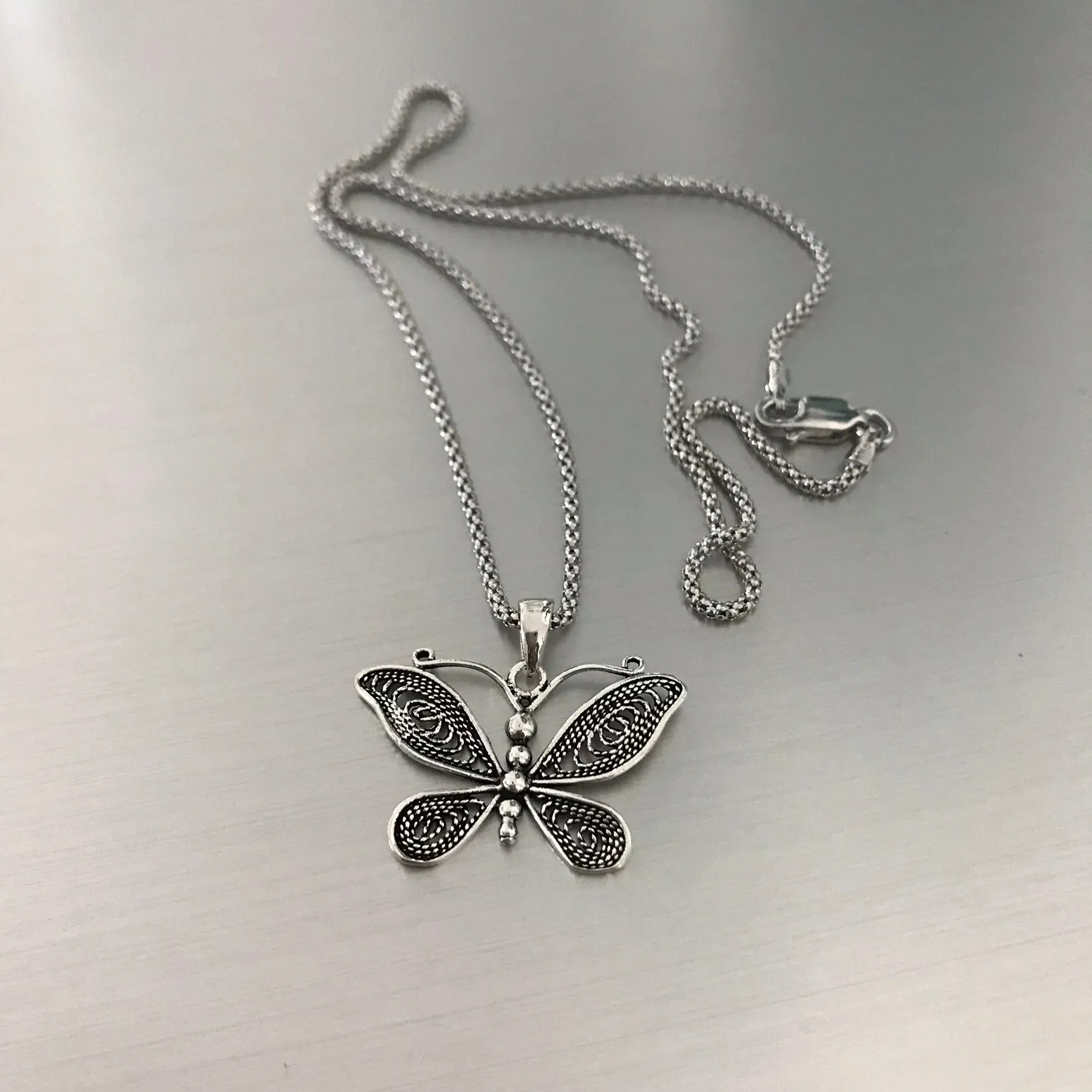 Sterling Silver Butterfly Necklace, Boho Necklace, Silver Necklace, Spirit Necklace