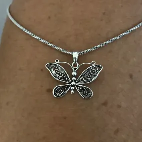 Sterling Silver Butterfly Necklace, Boho Necklace, Silver Necklace, Spirit Necklace