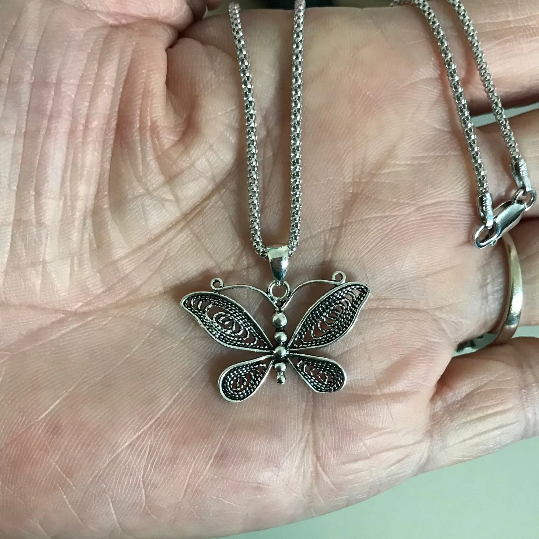 Sterling Silver Butterfly Necklace, Boho Necklace, Silver Necklace, Spirit Necklace