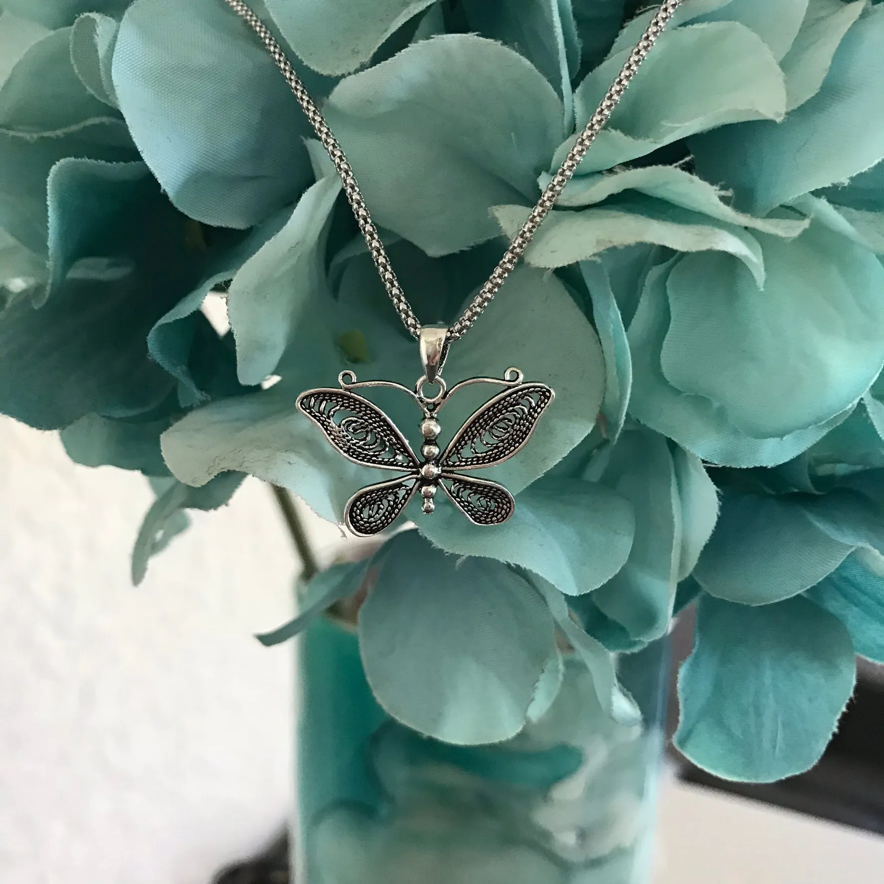 Sterling Silver Butterfly Necklace, Boho Necklace, Silver Necklace, Spirit Necklace