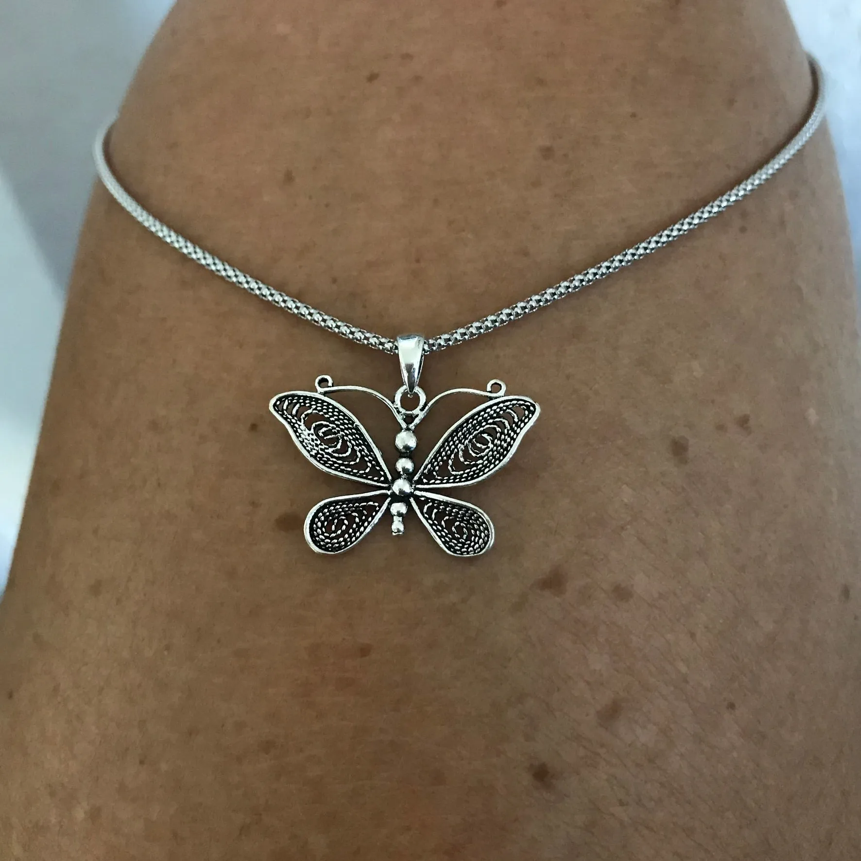 Sterling Silver Butterfly Necklace, Boho Necklace, Silver Necklace, Spirit Necklace