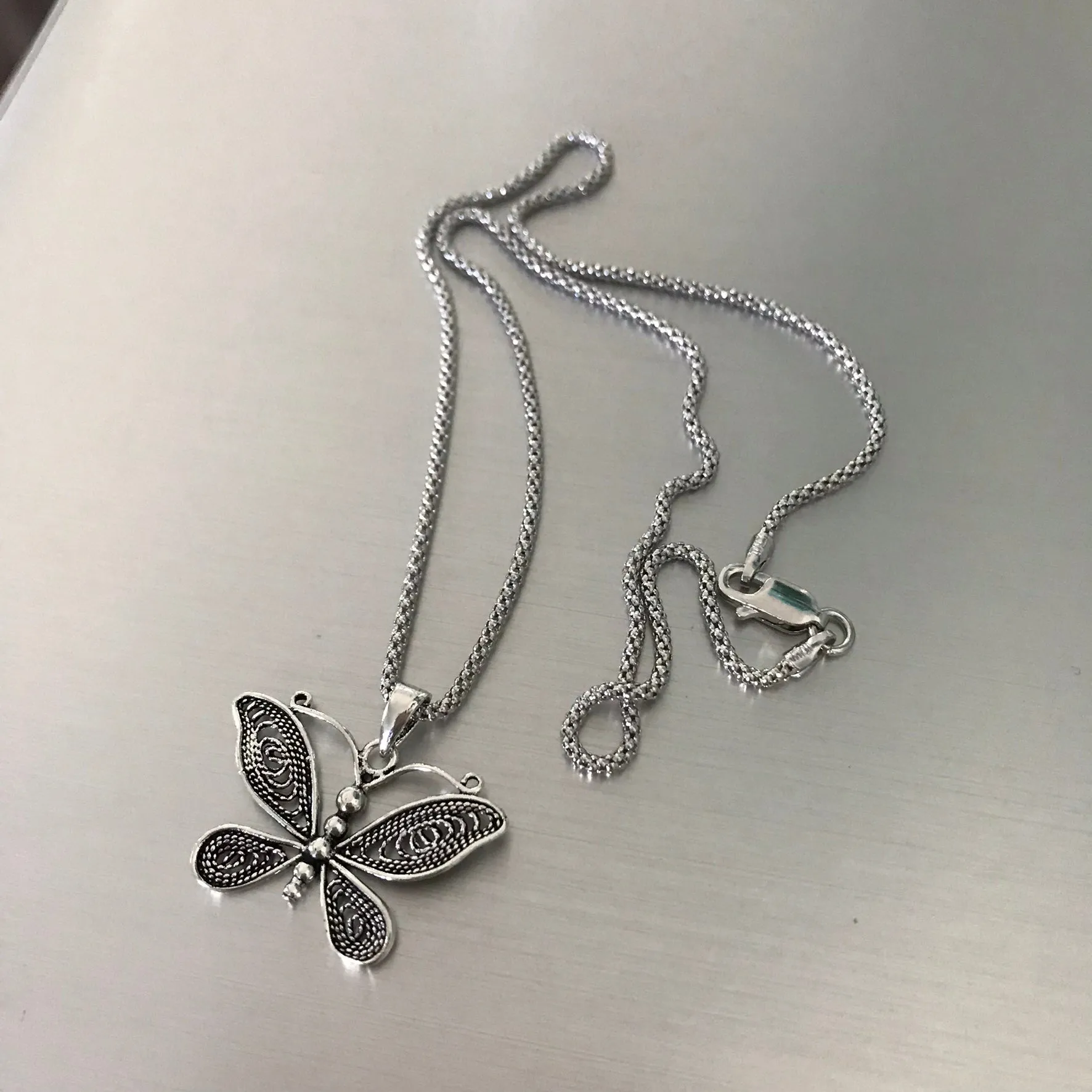 Sterling Silver Butterfly Necklace, Boho Necklace, Silver Necklace, Spirit Necklace