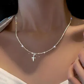 Sterling Silver Cross Necklace | Dainty Pendant Chain for Women