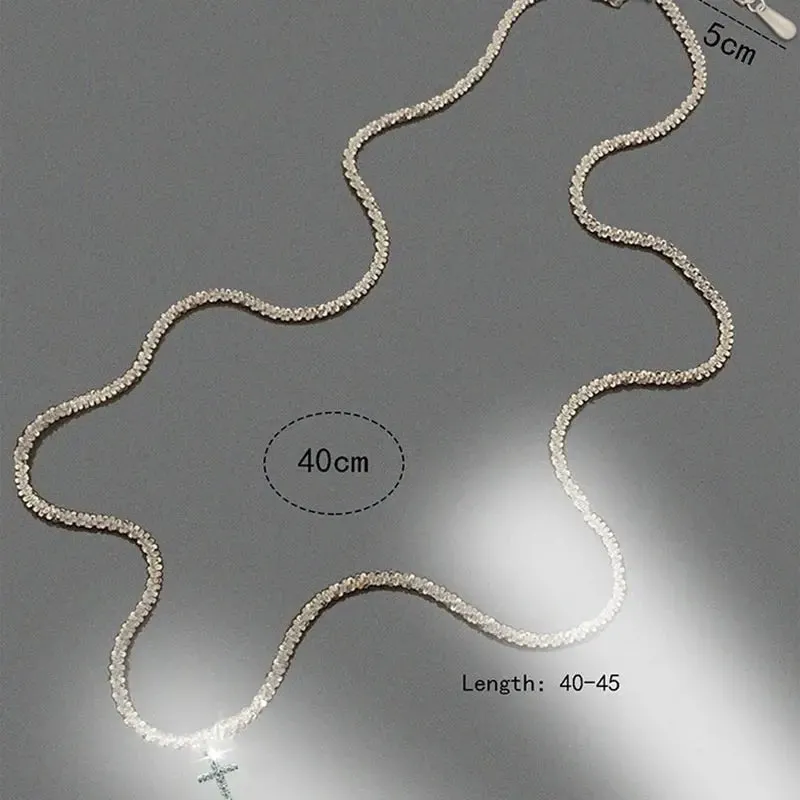 Sterling Silver Cross Necklace | Dainty Pendant Chain for Women
