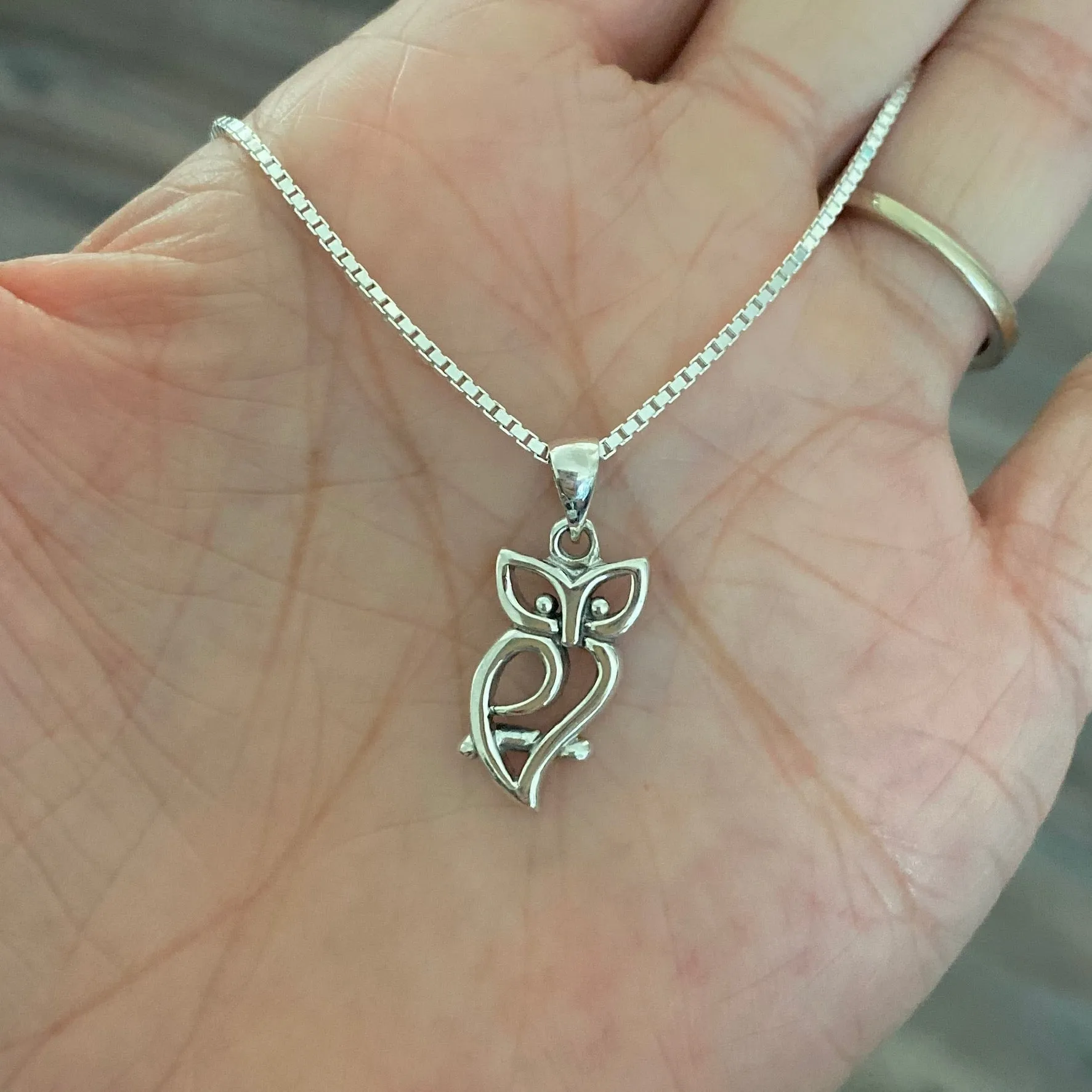 Sterling Silver Cut Out Owl Necklace, Silver Necklace, Owl Necklace, Bird Necklace