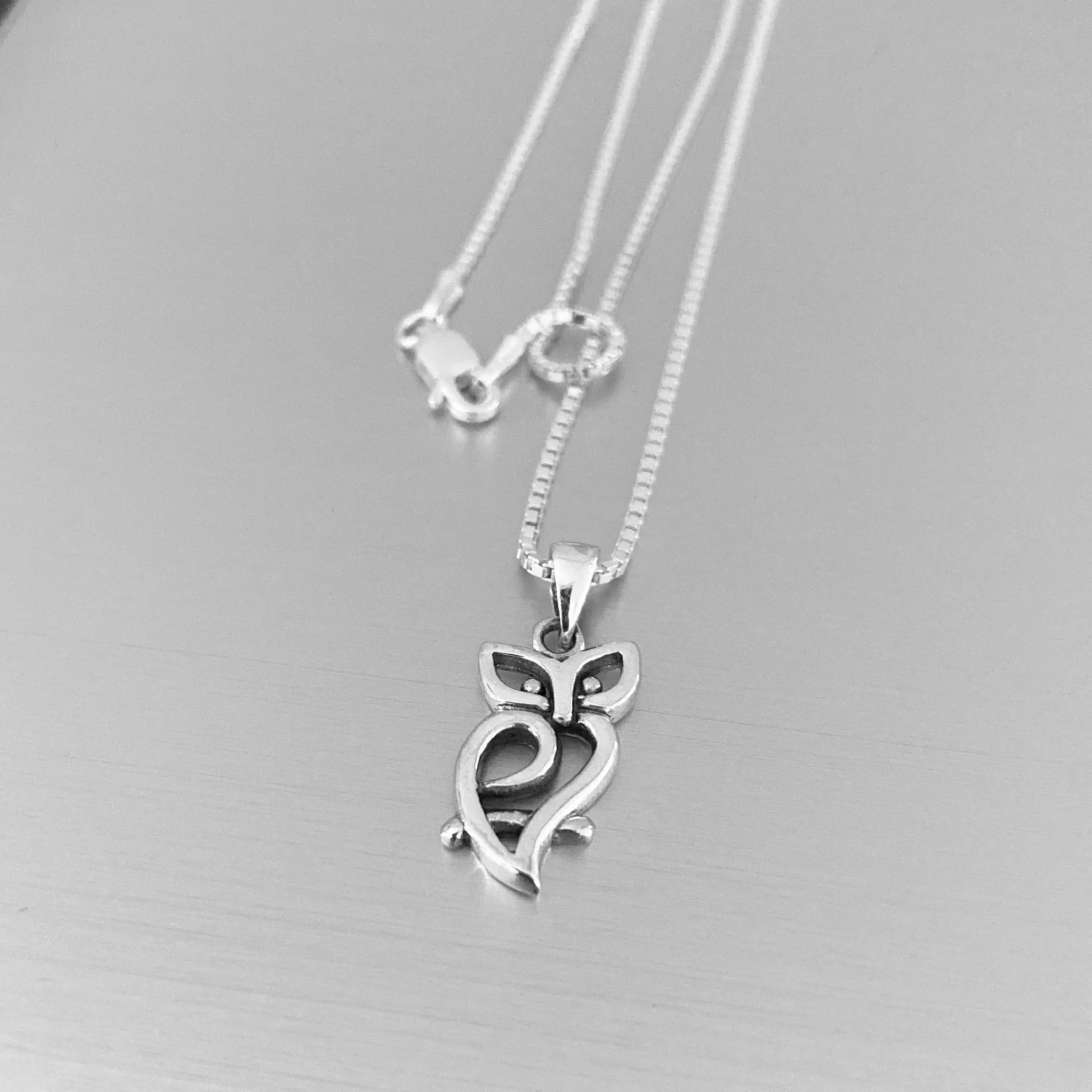 Sterling Silver Cut Out Owl Necklace, Silver Necklace, Owl Necklace, Bird Necklace