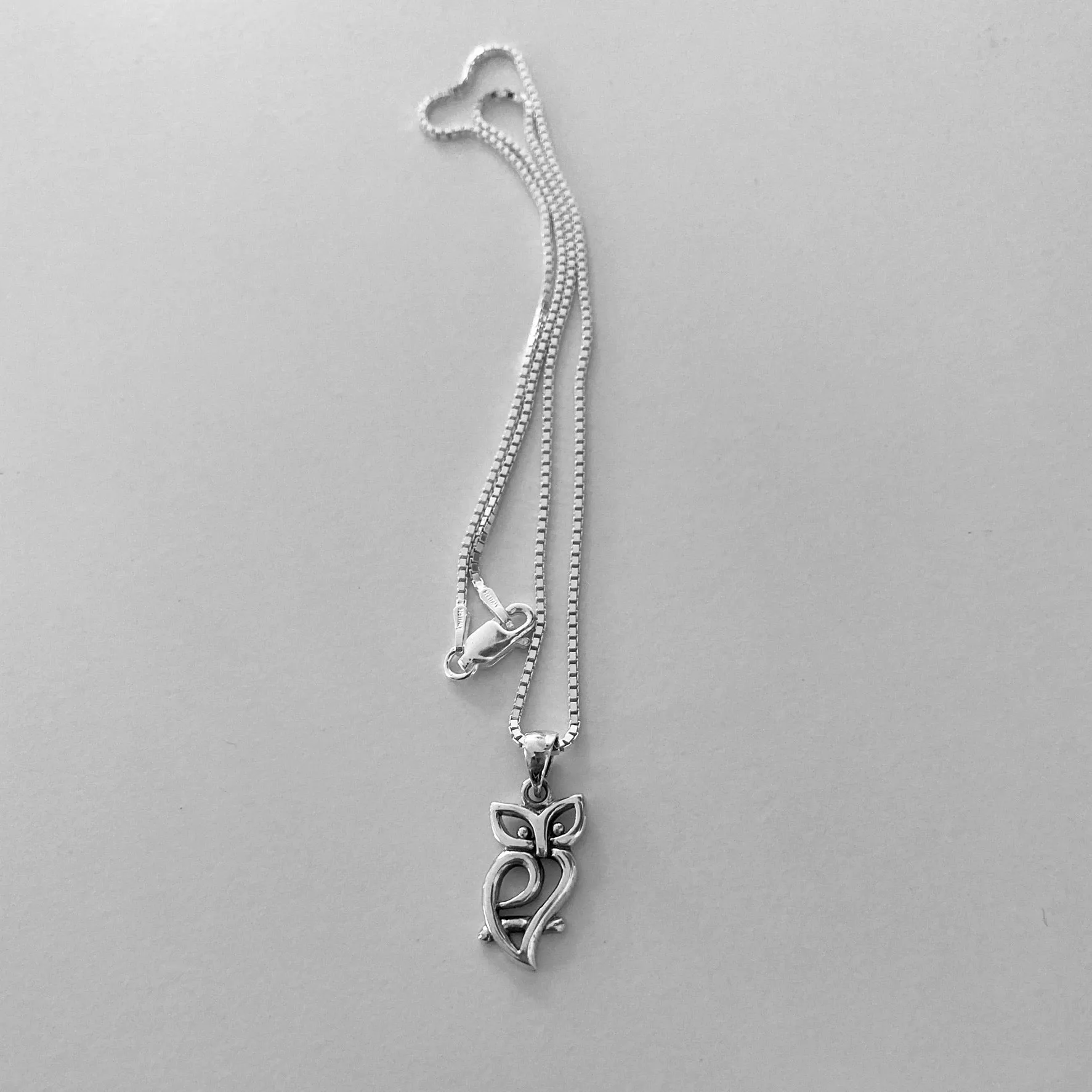 Sterling Silver Cut Out Owl Necklace, Silver Necklace, Owl Necklace, Bird Necklace
