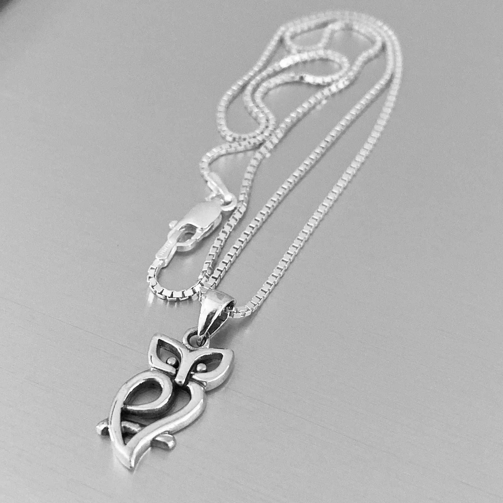 Sterling Silver Cut Out Owl Necklace, Silver Necklace, Owl Necklace, Bird Necklace