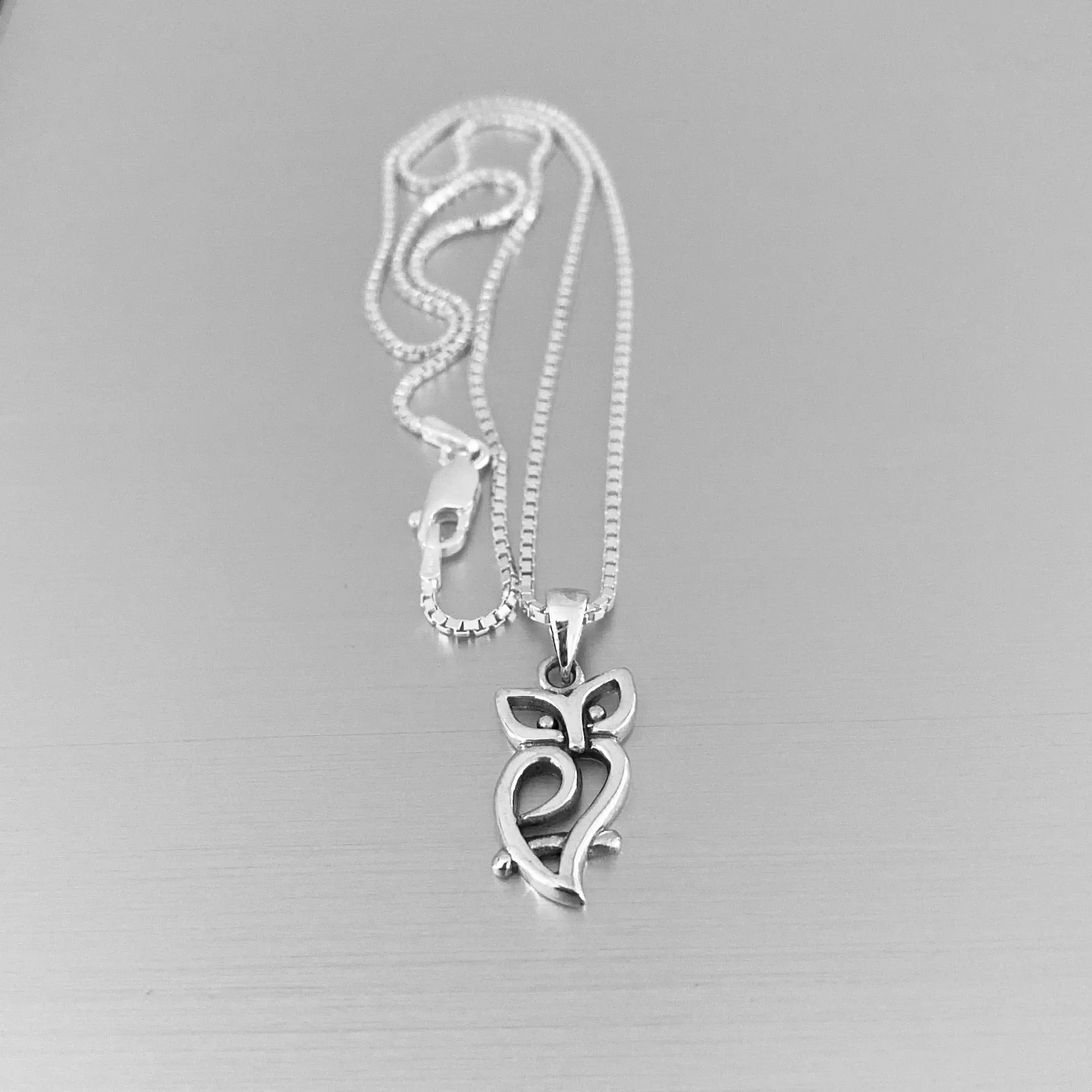 Sterling Silver Cut Out Owl Necklace, Silver Necklace, Owl Necklace, Bird Necklace