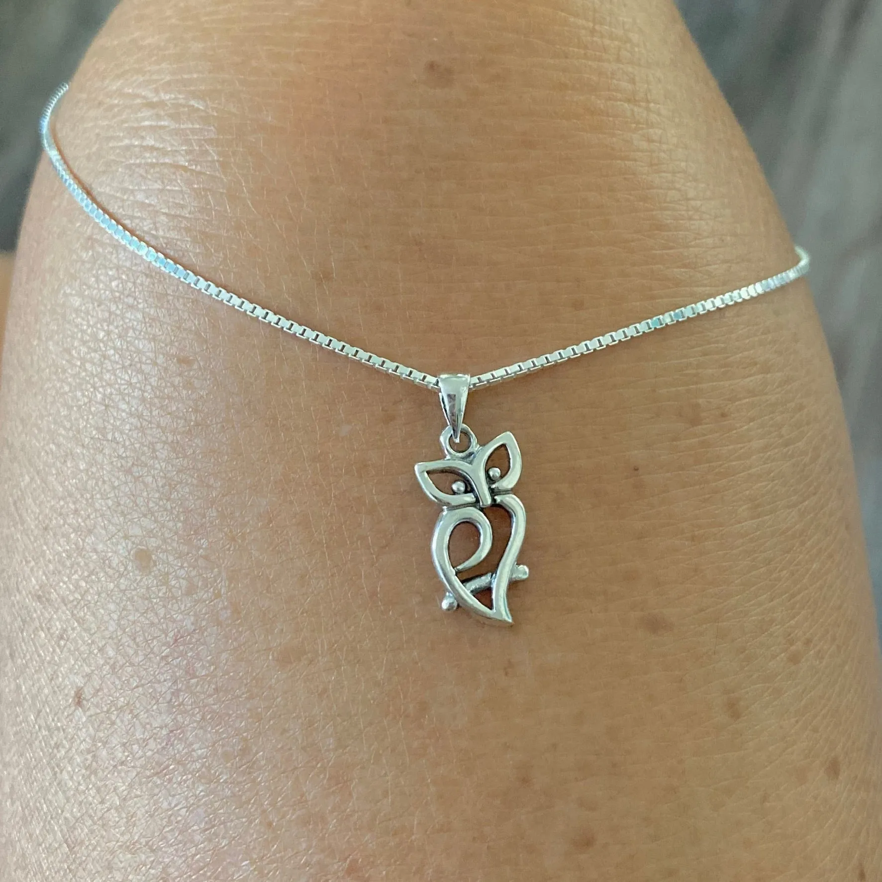 Sterling Silver Cut Out Owl Necklace, Silver Necklace, Owl Necklace, Bird Necklace