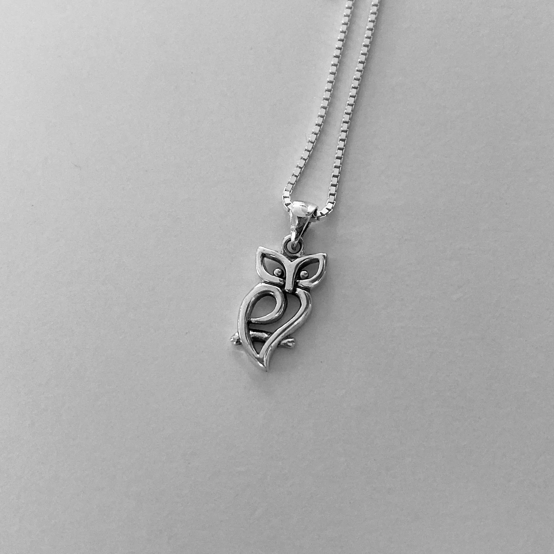Sterling Silver Cut Out Owl Necklace, Silver Necklace, Owl Necklace, Bird Necklace