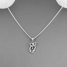 Sterling Silver Cut Out Owl Necklace, Silver Necklace, Owl Necklace, Bird Necklace