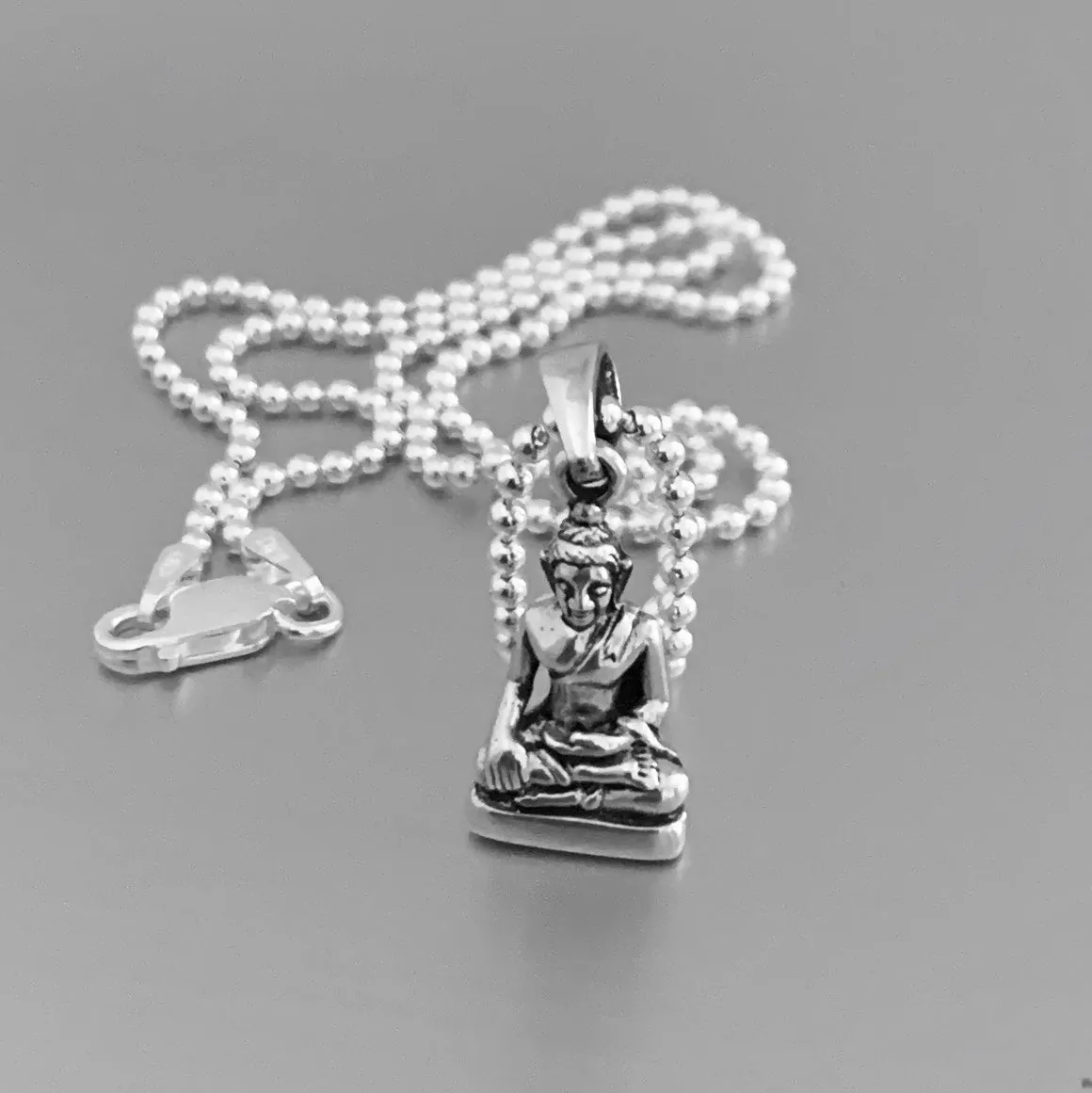 Sterling Silver Small Buddha Necklace, Silver Necklace, Boho Necklace, Yoga Necklace