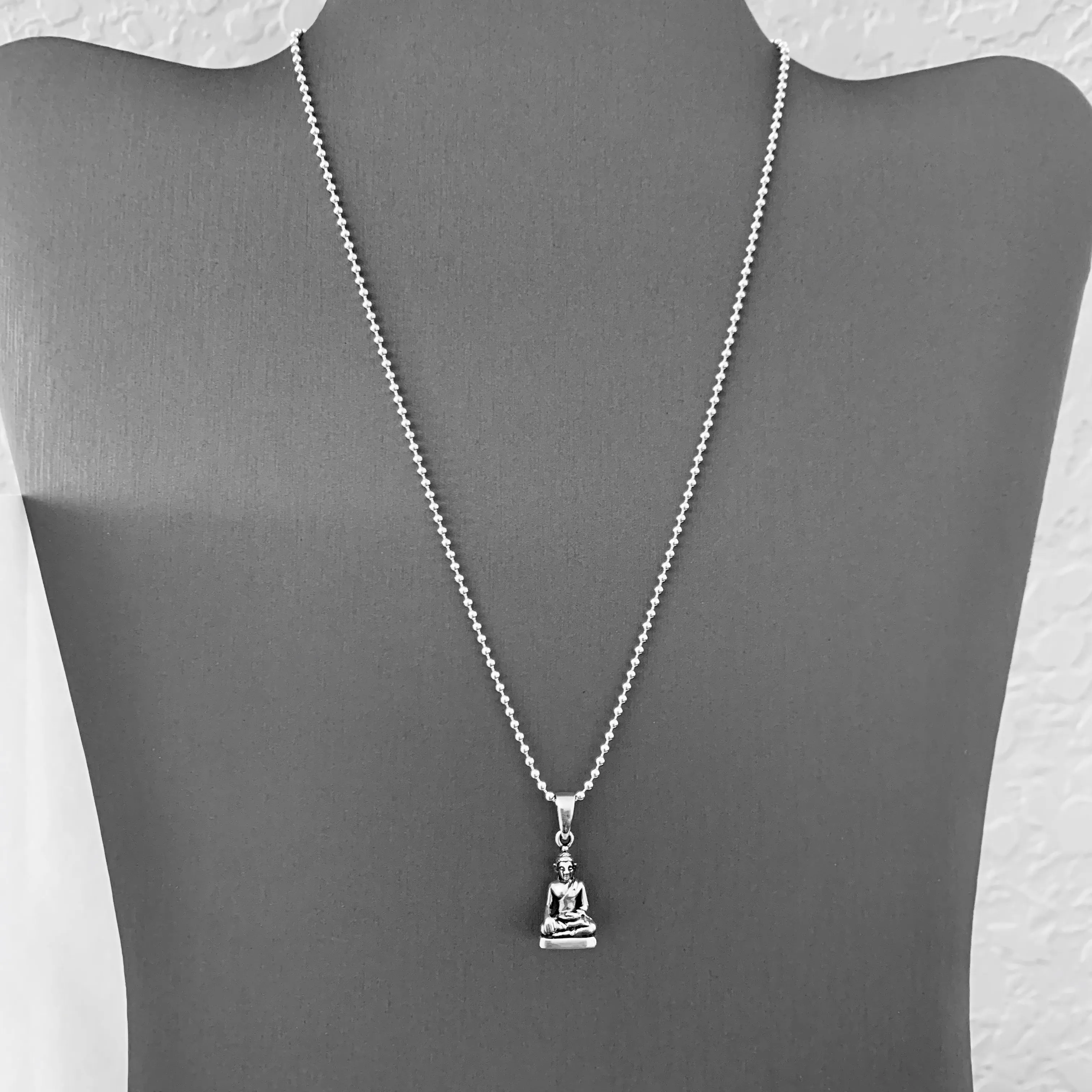Sterling Silver Small Buddha Necklace, Silver Necklace, Boho Necklace, Yoga Necklace