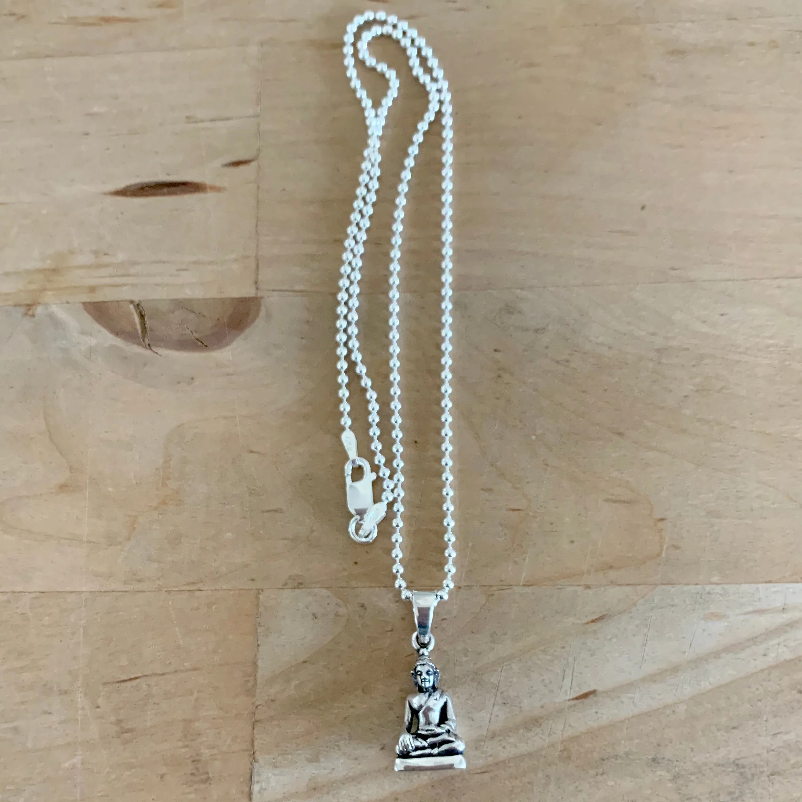 Sterling Silver Small Buddha Necklace, Silver Necklace, Boho Necklace, Yoga Necklace