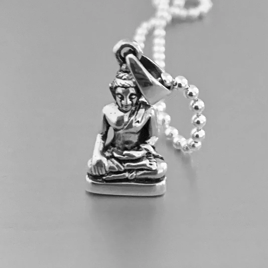 Sterling Silver Small Buddha Necklace, Silver Necklace, Boho Necklace, Yoga Necklace