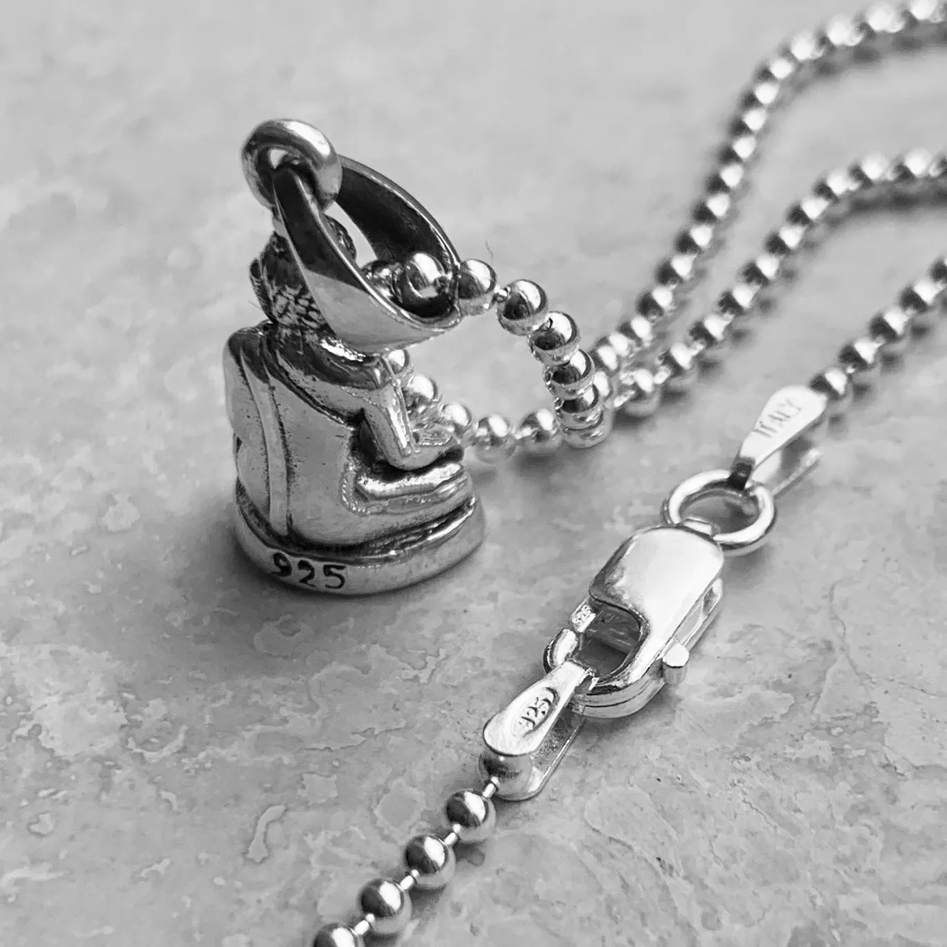 Sterling Silver Small Buddha Necklace, Silver Necklace, Boho Necklace, Yoga Necklace