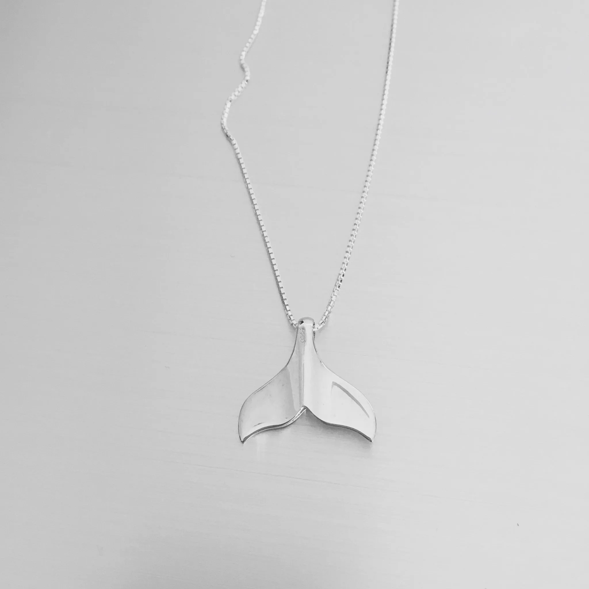 Sterling Silver Whale Tail Necklace, Silver Necklace, Whale Necklace, Fish Necklace