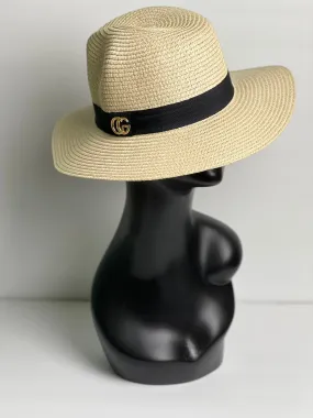 Straw CG Gold Metal Fedora Hat