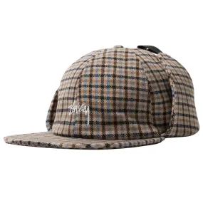 Stussy Wool Plaid Flap Cap - Brown