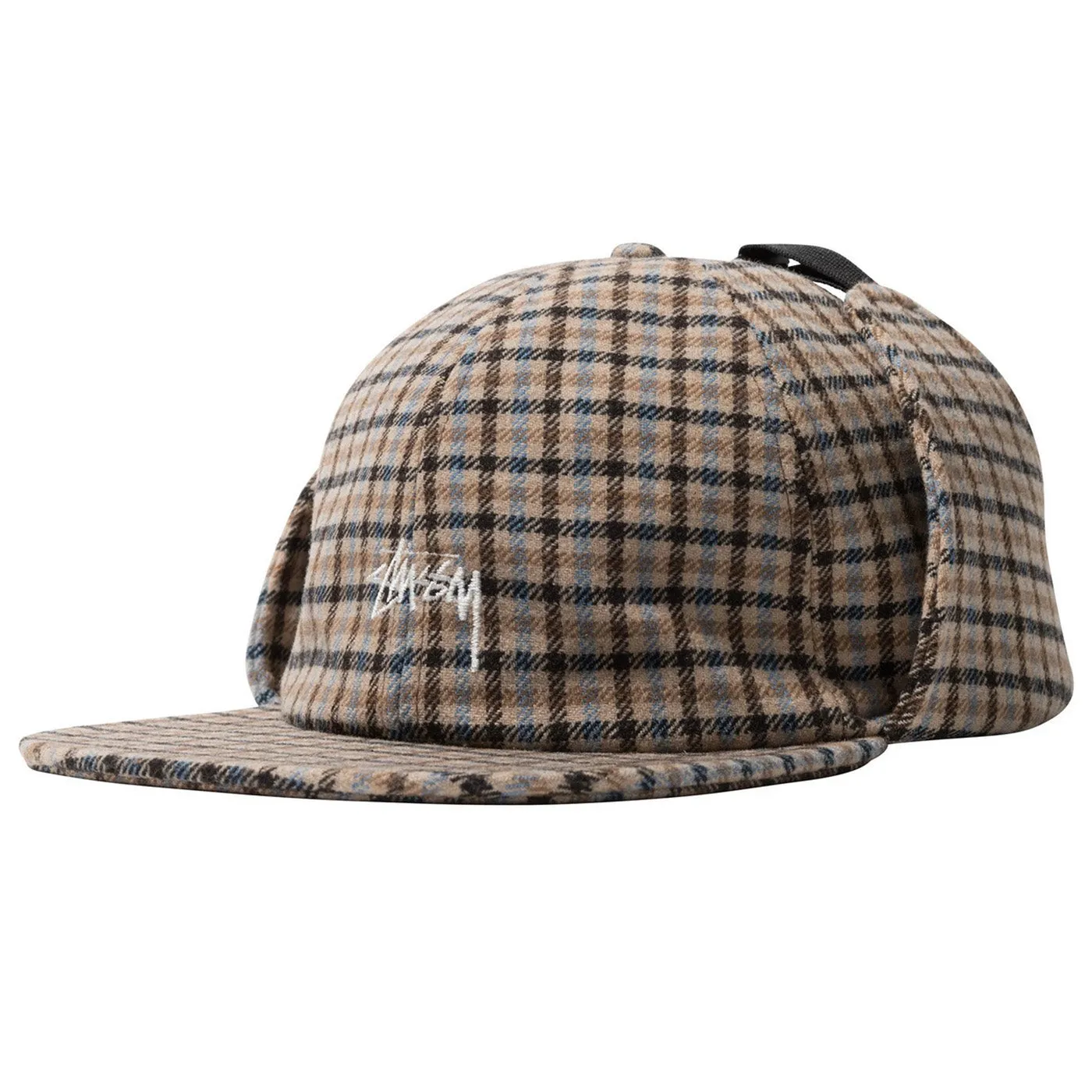 Stussy Wool Plaid Flap Cap - Brown