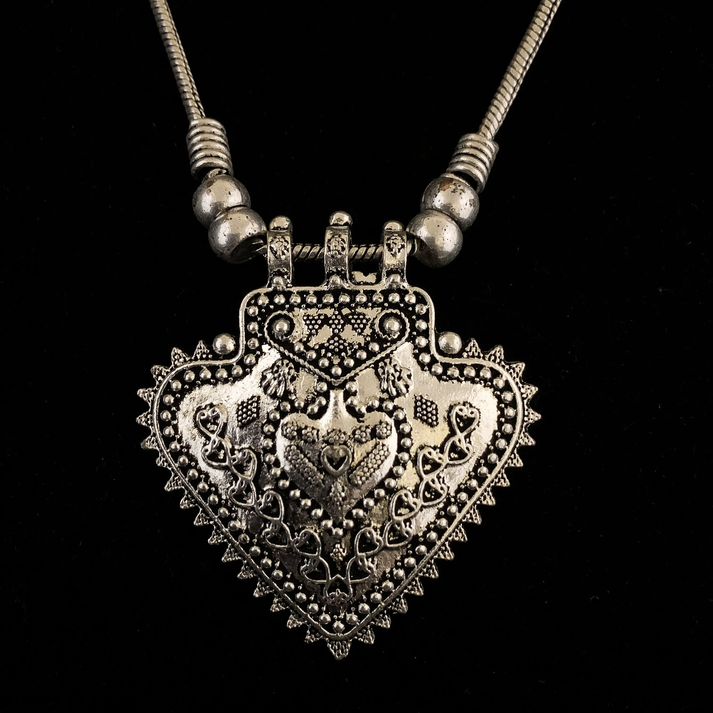 Stylish Chic Boho modern Oxidized silver Chain Necklace