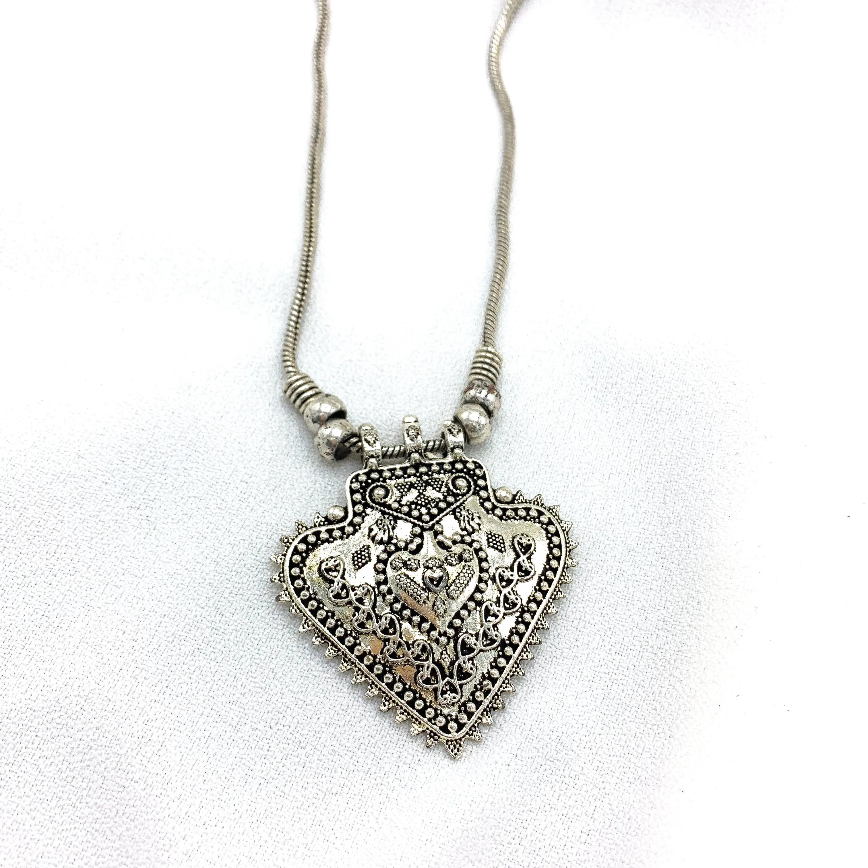 Stylish Chic Boho modern Oxidized silver Chain Necklace