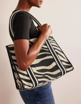 Tilda Canvas Tote Bag-Beige Tiger